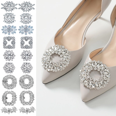 Luminose Clip per Scarpe in Strass per Tacchi da Sposa Decorazioni Rimovibili in Lega a Forma di Fiore per Matrimonio Donna