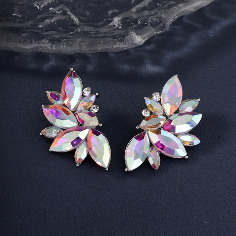 Lussuosi Orecchini a Pendente in Cristallo Marquise AB Strass in Lega a Grappolo di Fiori e Foglie per Donna Matrimonio Gioielli