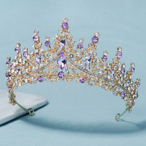 Barock Luxuriöse Strass Braut Krone Legierung Kristall Hochzeit Tiara Für Damen Bankett Party Haarschmuck