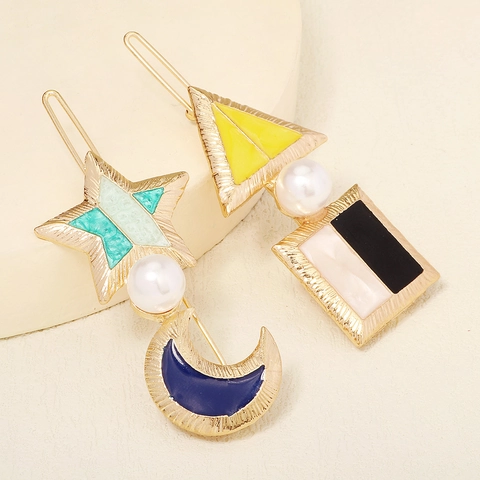 Pinza de Pelo Vintage de Navidad Flor Estrella Luna Aleación Perla Artificial Diamantes de Imitación Esmalte Horquilla Mujer Fiesta Decoración