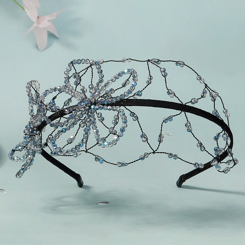 Cerchietto Per Capelli Fatto a Mano Con Perline e Fiori di Cristallo per Donna Elegante Sposa Matrimonio Festa Accessori Capelli