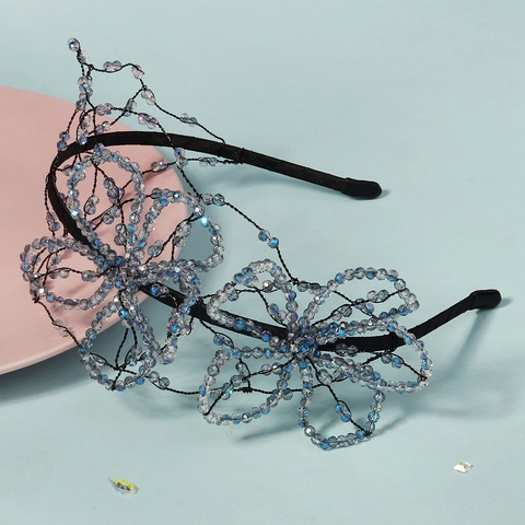 Cerchietto Per Capelli Fatto a Mano Con Perline e Fiori di Cristallo per Donna Elegante Sposa Matrimonio Festa Accessori Capelli