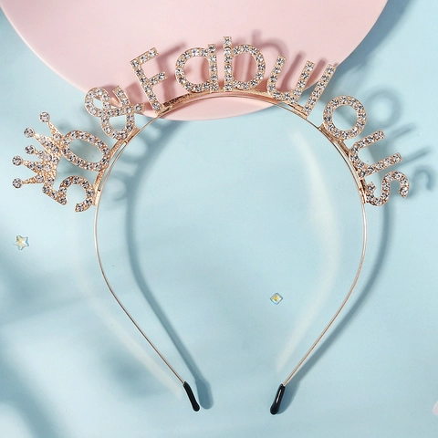 Cerchietto per Capelli 50 & Fabulous con Strass per Festa di Compleanno Donna Lega Oro Argento Oro Rosa Corona Regalo