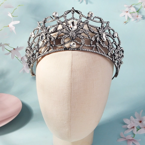 Corona de Reina Araña Gótica Tiara de Halloween Aleación Bronce Fusil Diamante Imitación Tocado para Mujer Cosplay Fiesta Joyería