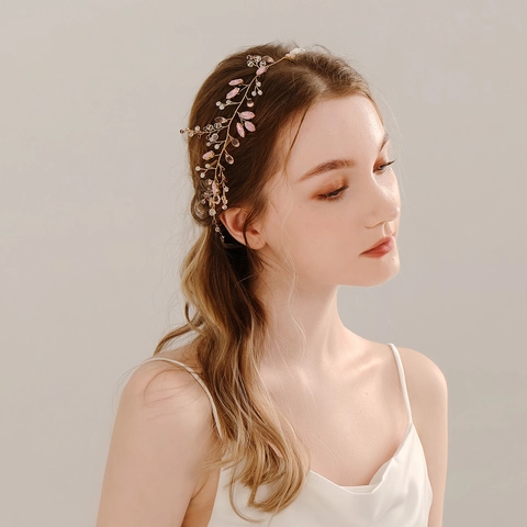Braut Stirnband Blattform Gold Legierung Strass Haar Rebe Für Hochzeit Party Aufführung Damen Haarschmuck