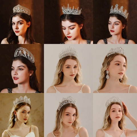 Luxuriöse Legierung Strass Braut Krone Elegante Hochzeit Tiara Prinzessin Kopfschmuck Für Geburtstag Party Feier Damen Haarschmuck