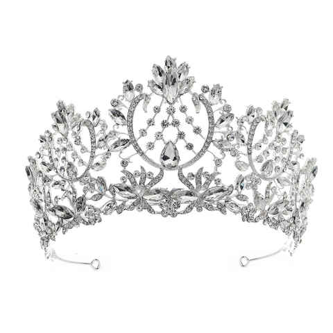 Luxurious Alloy Rhinestone Bridal Crown Western Wedding Prom Party Tiara Elegant Crystal Headband For Princess Birthday Women Jewelry