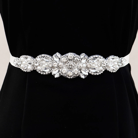 Fascia Sposa di Lusso con Strass e Künstliche Perle Per Abito da Sposa Cintura in Raso Fatta a Mano Per Donna Accessori Formale