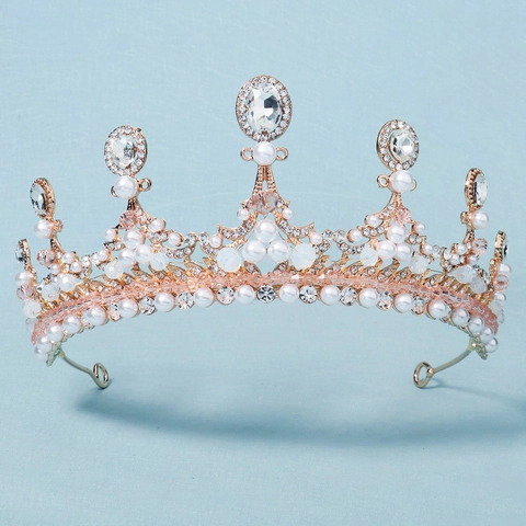 Barocco Corona Sposa in Lega con Künstliche Perle e Strass Diadema per Matrimonio Banchetto Festa Lusso Vintage Donna Accessori Capelli