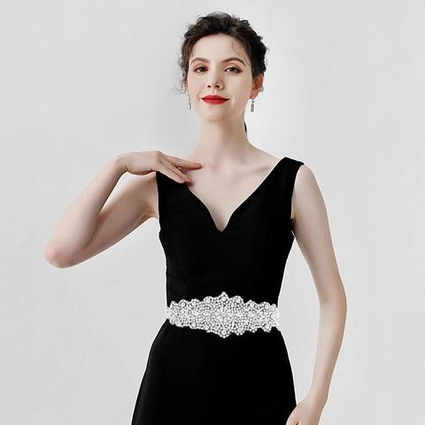 Luxurious Hand-Sewn Rhinestone Bridal Belt Sash Shiny Crystal Wedding Dress Waistband For Women Evening Party Dress Accessories
