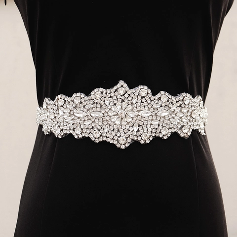 Luxurious Hand-Sewn Rhinestone Bridal Belt Sash Shiny Crystal Wedding Dress Waistband For Women Evening Party Dress Accessories