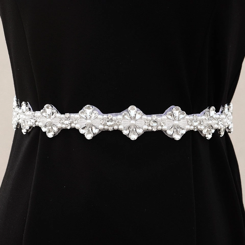 Cintura da Sposa Fatta a Mano Lussuosa con Strass e Perle Artificiali Elegante Nastro di Raso Accessorio da Sposa per Donna
