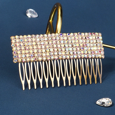 Lussuoso Pettine per Capelli in Lega d'Oro con Strass AB Copricapo da Sposa Matrimonio Accessorio per Capelli Esotico