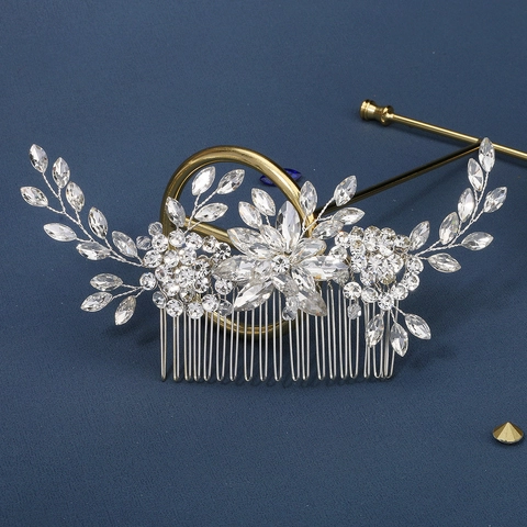 Peine de Cabello de Novia de Aleación Vintage con Diamantes de Imitación y Perla Artificial Accesorios para el Cabello