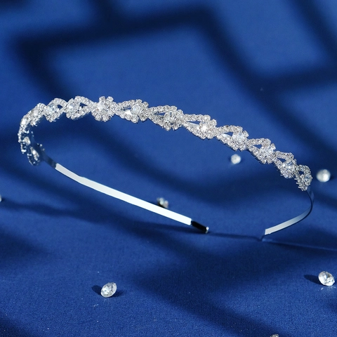 Retro Korean Style Silver Alloy Hollow Rhinestone Headband For Women Elegant Heart Water Drop Hair Band Wedding Party Hair Accessories