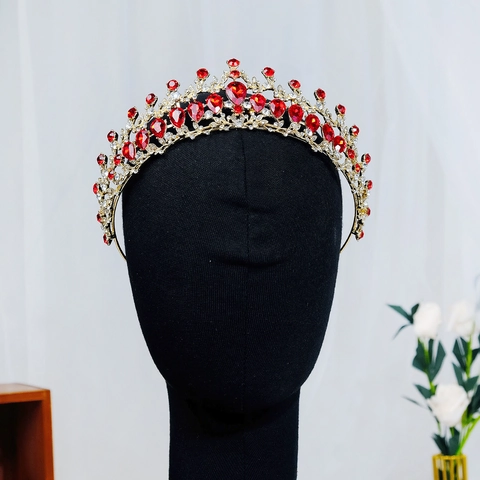 Barock Vintage Gold Legierung Strass Krone Für Damen Hochzeit Party Luxus Rubin Smaragd Saphir Kristall Braut Tiara Kopfschmuck