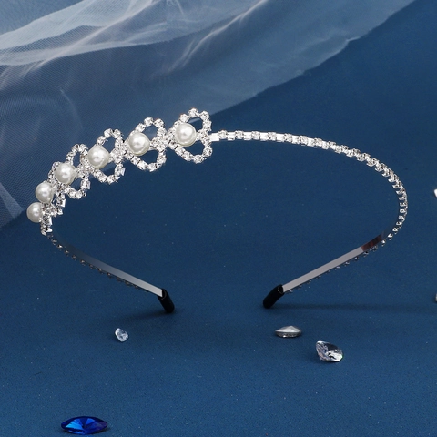 Eleganter Braut Haarreif Strass Künstliche Perle Silber Legierung Haarband Mit Hohlem Herz Für Hochzeit Party Damen Schmuck