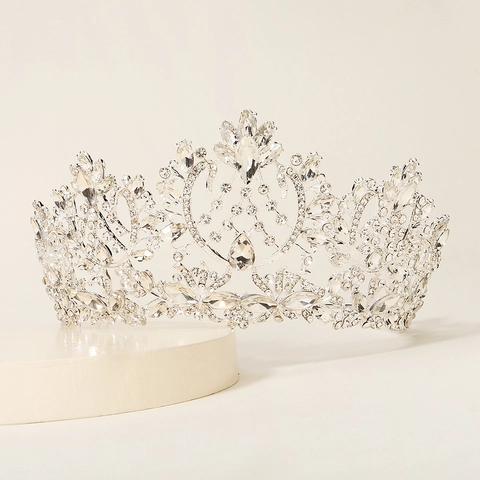 Luxuriöse Barock Vintage Strass Brautkrone Legierung Hochzeit Tiara Für Damen Gold Silber Pageant Kopfschmuck Für Bankett