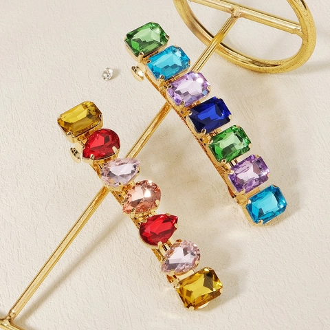 Eleganter Legierung Mehrfarbiger Strass Haarklammer INS Stil Federclip Für Damen Alltag Pony Seite Pferdeschwanz Schmuck Zubehör