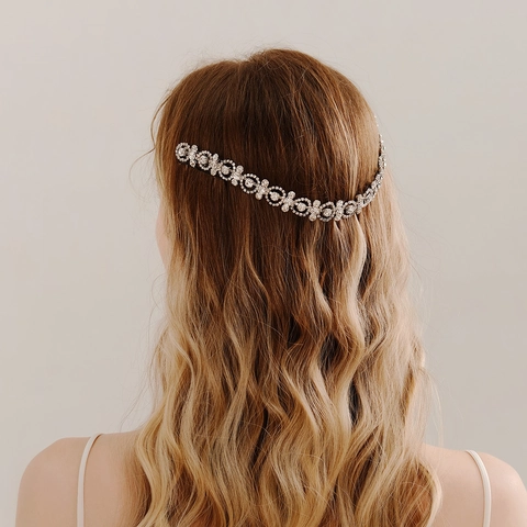 Peine para el Cabello de Novia de Aleación Vintage con Strass de Lujo Hoja Floral Tocado de Cristal para Boda Fiesta Mujer Accesorios