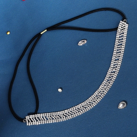 Lussuosa Fascia Elastica in Strass per Donna Fascia per Capelli in Cristallo Vintage Argento con Motivo a Onde per Matrimonio Sposa
