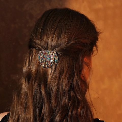 Vintage Legierung Mehrfarbige Strass Haarspangen Mit Quaste Kette Elegante Haarschmuck Für Damen Party Bankett Schmuck