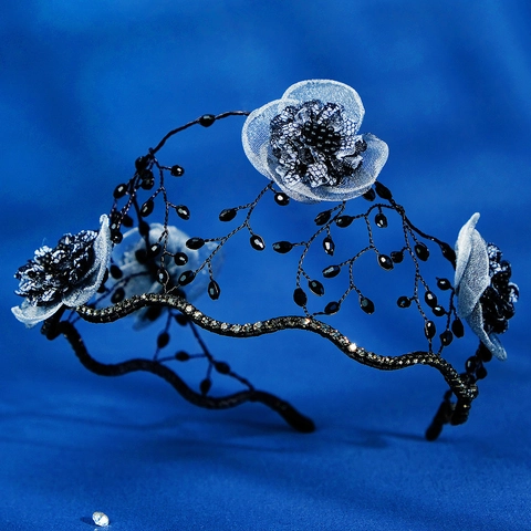 Cerchietto Sposa Fatto a Mano Fiore di Pizzo Perla Artificiale Perline di Cristallo Strass Accessori per Capelli Matrimonio Retrò Donna