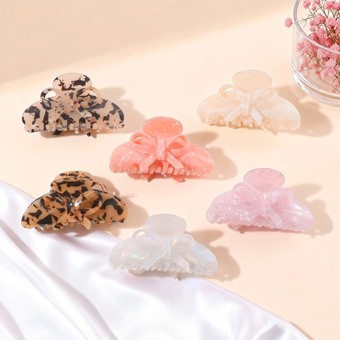 Grande Fiocco Pinza per Capelli PVC Marmo Tartarugato Antiscivolo Accessorio per Capelli Moda Clip Squalo per Donne Ragazze