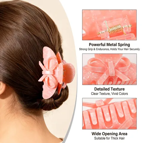 Grande Fiocco Pinza per Capelli PVC Marmo Tartarugato Antiscivolo Accessorio per Capelli Moda Clip Squalo per Donne Ragazze