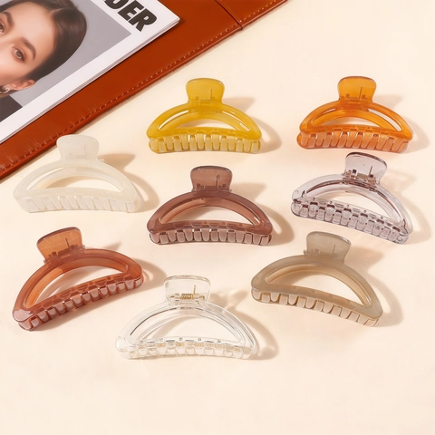 Damen Mode Hohl Halbrund Haarkralle Einfach Polystyrol Transparent Groß Rutschfest Shark Clip Täglich Pendeln Haarschmuck