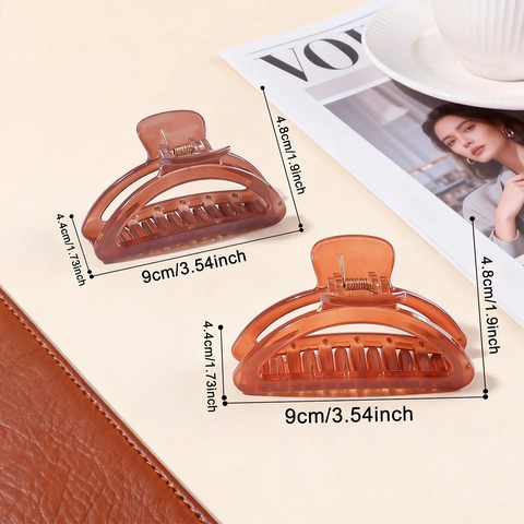 Damen Mode Hohl Halbrund Haarkralle Einfach Polystyrol Transparent Groß Rutschfest Shark Clip Täglich Pendeln Haarschmuck