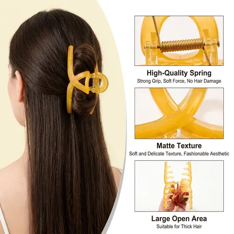 Grandi Mollette a Artiglio Con Nastro Incrociato Antiscivolo in Polistirene Eleganti Fermagli per Capelli Donna
