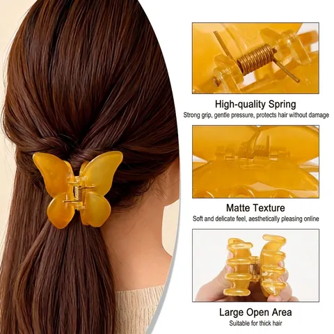 Dolci Mollette per Capelli a Farfalla in Polistirene Traslucido Minimalista in Resina per Donne Accessori Moda