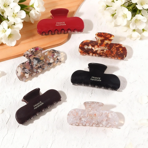 Pinza per Capelli Grande in Acetato Stile Francese Elegante Marmorizzato Tartarugato per Capelli Folti Donna Accessori