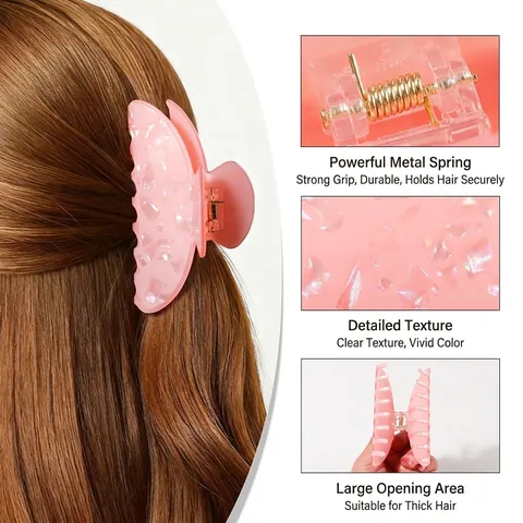 Pinza para el Cabello Elegante con Textura de Mármol para Mujer PVC de Alta Calidad Patrón Concha Accesorios de Moda