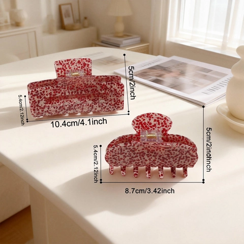 Terrazzo Texture PVC Hair Claw Clip Retro Spotted Pattern Non-Slip Rectangle Arc Hair Clamp For Women Office Daily Styling