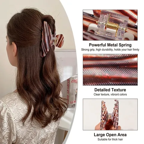Eleganter Perlmuttartig Gestreift Haarkralle Clip Großer PVC Meerjungfrau Schimmer Haarklammer Starker Halt Mode Haarschmuck Für Damen