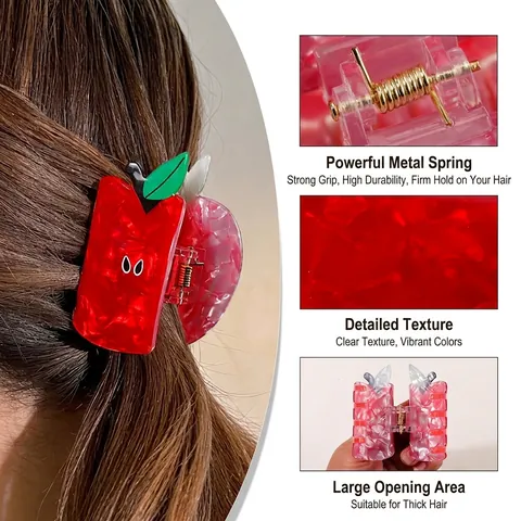 Mignonne Pince à Cheveux de Fruit de Simulation pour Femmes PVC Acétate Forme de Fraise Pastèque Ananas Pêche Accessoires de Cheveux Doux Coiffure Quotidienne