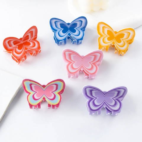 Molla per Capelli in PVC a Forma di Farfalla per Donna Ragazza Motivo a Onde Colorato Clip per Capelli Accessori per Capelli