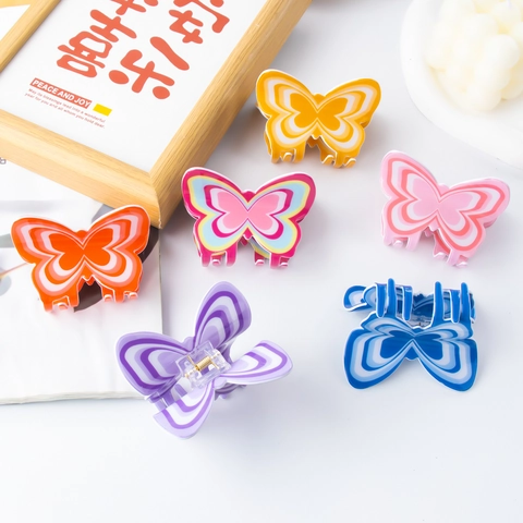 Molla per Capelli in PVC a Forma di Farfalla per Donna Ragazza Motivo a Onde Colorato Clip per Capelli Accessori per Capelli