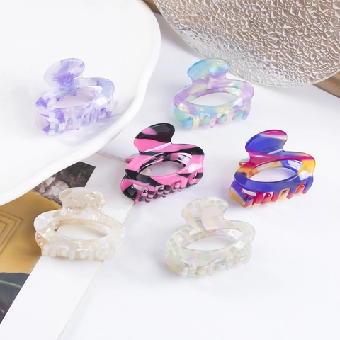 Koreaanse Stijl Mini Marmer Patroon Haarklem Voor Dames PVC Kleine Haarspelden Geometrische Gradiënt Haaraccessoires
