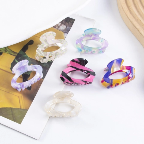 Koreaanse Stijl Mini Marmer Patroon Haarklem Voor Dames PVC Kleine Haarspelden Geometrische Gradiënt Haaraccessoires