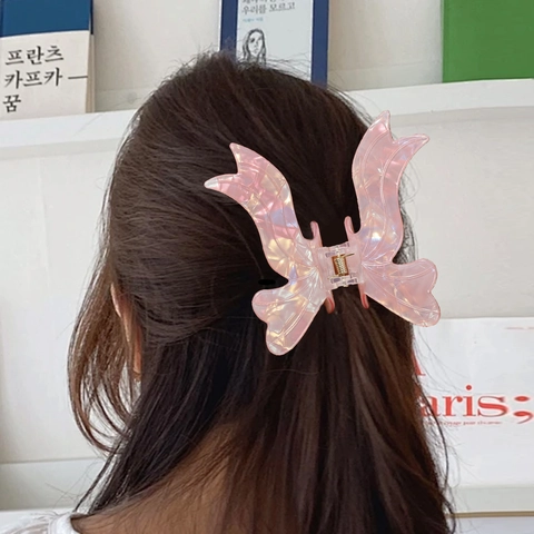 Irisierende Schmetterling Haarklammern Für Damen Einfache Schleifenform Perlmutt PVC Haarschmuck Für Dickes Dünnes Haarstyling