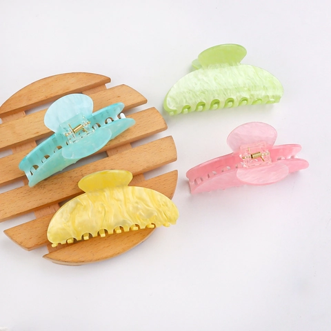 Pinza para el Cabello Grande Estilo Francés para Mujer Color Macarrón Textura de Mármol Acrílico Accesorio para el Cabello