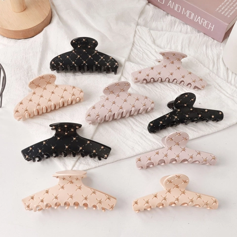 Elegante Pinza Per Capelli In Acrilico Trapuntato Con Borchie In Metallo Per Donna Vintage Grande Presa Per Capelli Accessorio