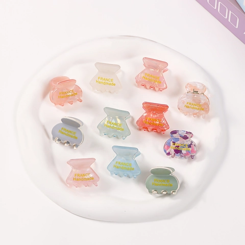 Mini Pinzas de Pelo de PVC Estilo Francés para Mujer Elegantes Pinzas de Tiburón con Patrón de Mármol Accesorios para el Cabello