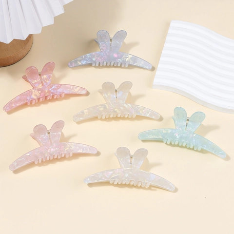 Pinza de Pelo PVC Perla Artificialdo Orejas de Conejo Grande Textura de Mármol Captura de Pelo Mujer Dulce Pascua Accesorios de Pelo