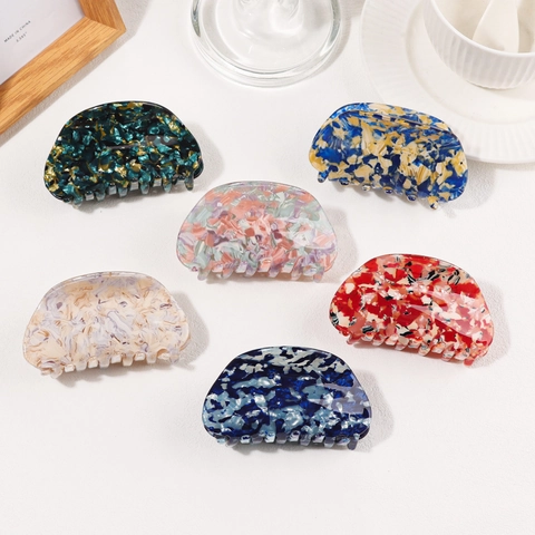 Korean Style Oval Acetate Hair Claw Clip Retro Marble Pattern Shark Clip Large Hair Jaw Clip Women Fashion Hair Accessory