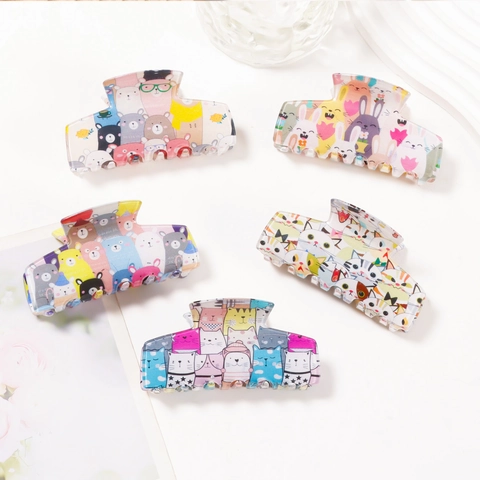Pince à Cheveux Mignonne Motif Animal Dessin Animé PVC Pince Crabe pour Femmes Accessoires Cheveux Grande Antidérapante Durable Quotidienne