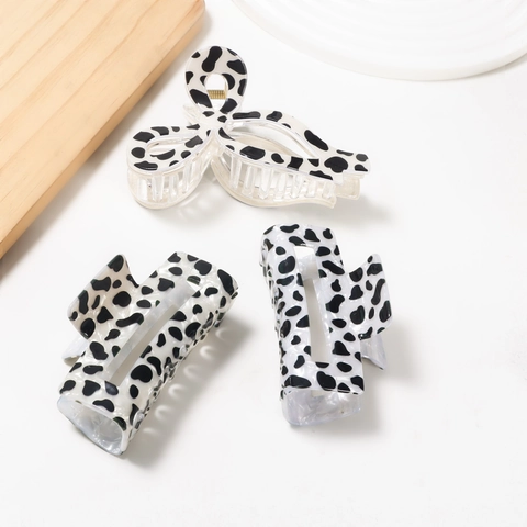 Vintage PVC Haarklammer Mit Kuhmuster Große Gefleckte Rutschfeste Haargreifer Mode Haarschmuck Für Damen Alltag